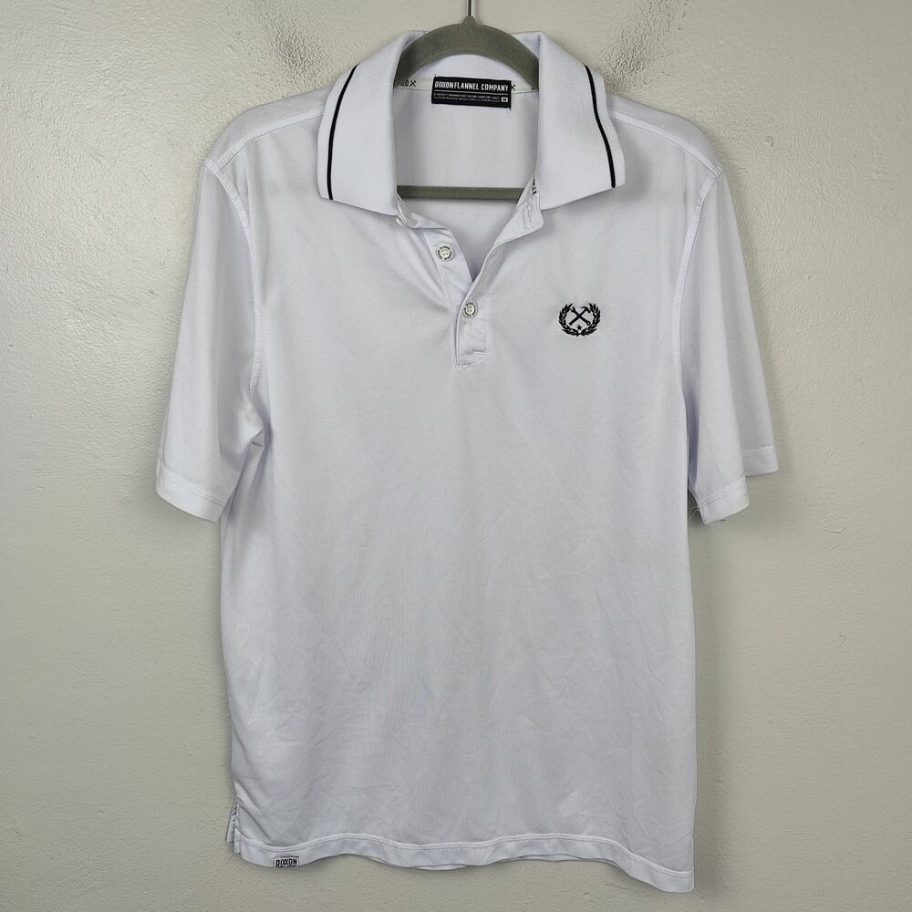 Dixxon Flannel Co Polo Shirt Mens Medium White Pique‎ Knit Short Sleeve Preppy